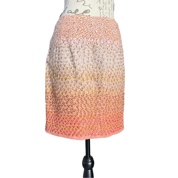 Anthropologie HD in Paris Ombré Embroidered Floral Linen Skirt - Size 4 - Picture 3 of 14
